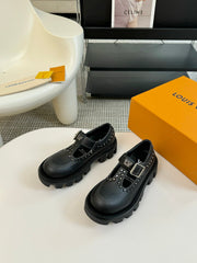 LV CHECKER MARY JANE IN BLACK CALFSKIN