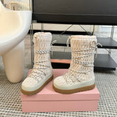 SNOW LONG BOOTS IN COSMIC LATTE WRINKLED NYLON