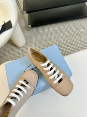LACE-UP HIGH SHOES IN BEIGE CANVAS