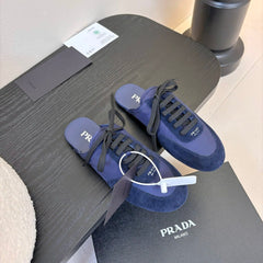 SNEAKER MULES IN NAVY BLUE NYLON AND SUEDE