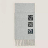 BADGES SOIE MUFFLER 180 CM SCRAF IN CLOUD GREY CASHMERE