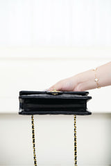 CHANEL 25S TOP HANDLE FLAP 19 CM IN BLACK LAMBSKIN WITH GOLD HARDWARE