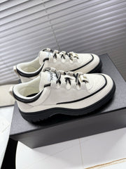 CHANEL 25S SNEAKERS 35MM IN WHITE CALFSKIN
