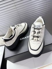 CHANEL 25S SNEAKERS 35MM IN WHITE CALFSKIN