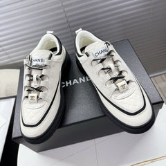 CHANEL 25S SNEAKERS 35MM IN WHITE CALFSKIN