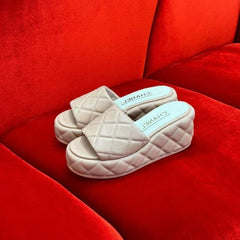 CC WEDGE HEEL BEIGE CREAM LAMBSKIN