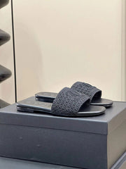 CC WOVEN SLIPPERS BLACK COWHIDE SOLE