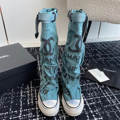 HIGH BOOTS IN SAPPHIRE BLUE CANVAS