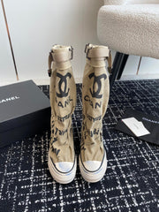 HIGH BOOTS IN TORTILLA BROWN CANVAS