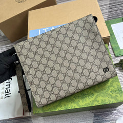 NEO VINTAGE 26 GG SUPREME POUCH IN BEIGE AND EBONY CANVAS