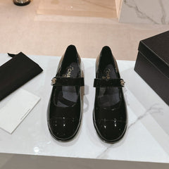 mary jane flat black patent calfskin