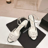 Double C New Camellia High Heel Sandals White