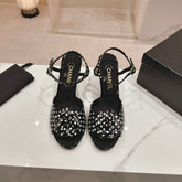 Double C New Camellia High Heel Sandals Black/ White Caro