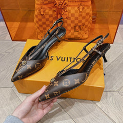 LV LOW HEEL SLINGBACK MONOGRAM CANVAS