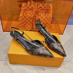 LV LOW HEEL SLINGBACK MONOGRAM CANVAS