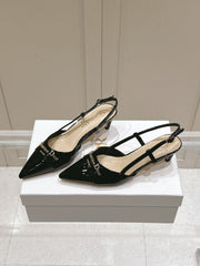 MY DD 25S SLINGBACK PUMP 50MM IN BLACK GLOSSY CALFSKIN