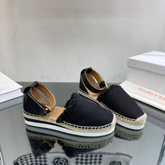 SEE BY ESPADRILLES SANDAL IN BLACK FABRIC AND CALFSKIN