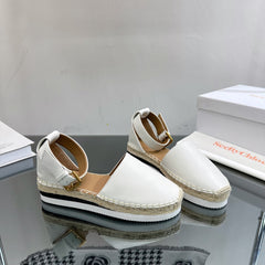 SEE BY ESPADRILLES SANDAL IN WHITE CALFSKIN AND WOVEN RAFFIA