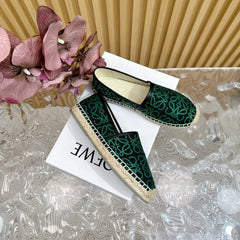 LW GREEN ANAGRAM ESPADRILLE LOAFER BLACK LINEN