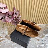 ALAIA BALLET FLATS IN MOCHA BROWN VELVET