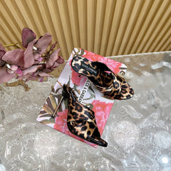 DG 100MM IN BEIGE FOOTWEAR – LEOPARD PRINT SATIN MULES