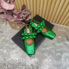 MARY JANE PEARL IN EMERALD GREEN GLOSSY LAMBSKIN