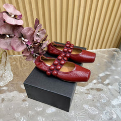 ALAIA MARY JANE PEARL IN GLOSSY MARS RED LAMBSKIN