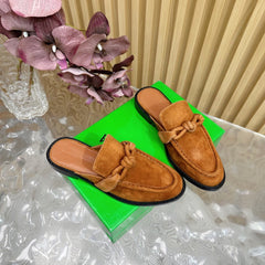 OPEN-BACK LOAFER REALISED IN CINNAMON BROWN SUEDE