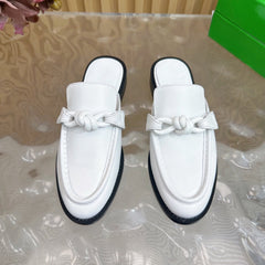 OPEN-BACK LOAFER REALISED IN WHITE SOLF CALFSKIN