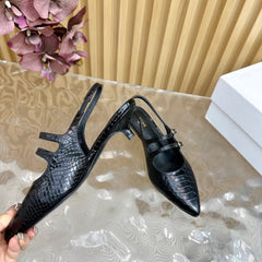 JUDY DOUBLE STRAP MARY JANE SLINGBACK 35MM IN BLACK SNAKE EMBOSSED CALFSKIN