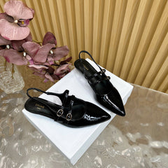 JUDY DOUBLE STRAP MARY JANE SLINGBACK 35MM IN BLACK PATENT CALFSKIN