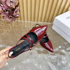JUDY DOUBLE STRAP MARY JANE SLINGBACK 35MM IN CURRANT RED CALFSKIN