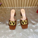 VALENTINO 25S HIGH-HEEL MULES 60 MM IN BROWN VELVET AND CALFSKIN WITH GOLD HARDWARE