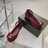BOW MARY JANE SHOES IN GARNET RED VELVET