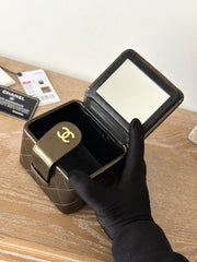 MINI VINTAGE COSMETIC BAG 11 IN MIKADO SHINY CALFSKIN GOLD HARDWARE