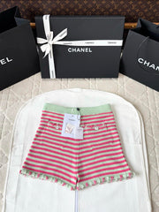 Chanel 25P Shorts Pink Mix Green Cashmere 237317