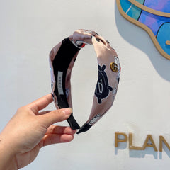 MICKEY PRINT HAIRBAND IN LIGHT PINK SILK 409359