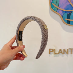 KHAKI BROWN FABRIC HAIRBAND WITH GOLD LOGO 414435