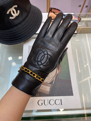 GLOVES IN BLACK LAMBSKIN GOLD HARDWARE 463837