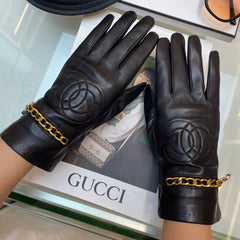 GLOVES IN BLACK LAMBSKIN GOLD HARDWARE 463837