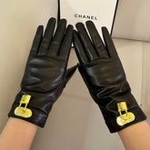 GLOVES IN BLACK LAMBSKIN WITH GOLD HARDWARE 465064