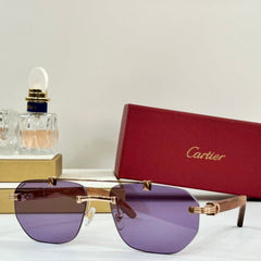 PREMIÈRE GEOMETRIC FRAME SUNGLASSES CT0621S IN METAL AND WOODEN