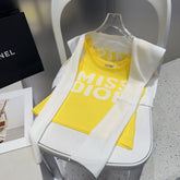 TANK TOP 615186 IN WHITE AND YELLOW COTTON RIBBED KNIT