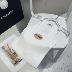 CAMISOLE 639171 IN WHITE COTTON RIBBED KNIT EMBOSSED LOGO ON STRAPS