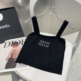 CAMI TOP 643227 IN BLACK COTTON RIBBED KNIT