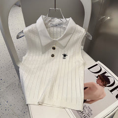 POLO TANK TOP 610337 IN WHITE COTTON RIBBED