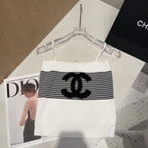 STRIPED CAMISOLE 610344 IN BLACK AND WHITE COTTON RIBBED