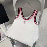 TANK TOP 610346 IN WHITE COTTON RIBBED RED TRIM