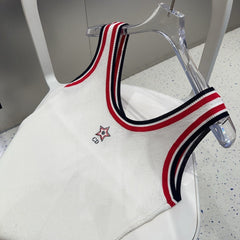 TANK TOP 610346 IN WHITE COTTON RIBBED RED TRIM