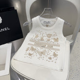 TANK TOP 610350 IN WHITE COTTON RIBBED EMBOSSED BUTTERFLY